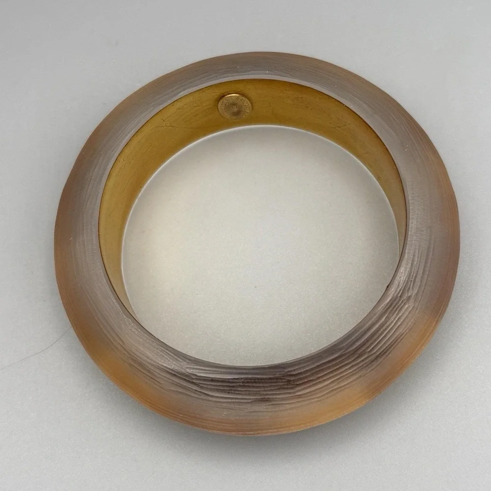 Alexis Bittar Gold Animal Print Lucite Bracelet Signed Statement 2.5